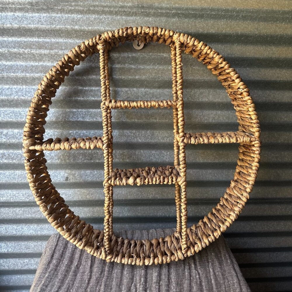 Boho style seagrass wall shelf